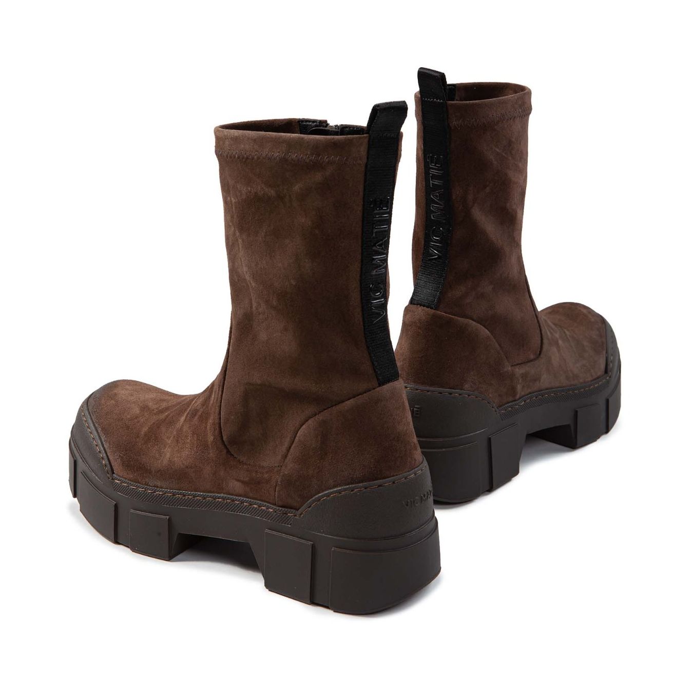 vic matiè biker in camoscio stretch marrone dietro