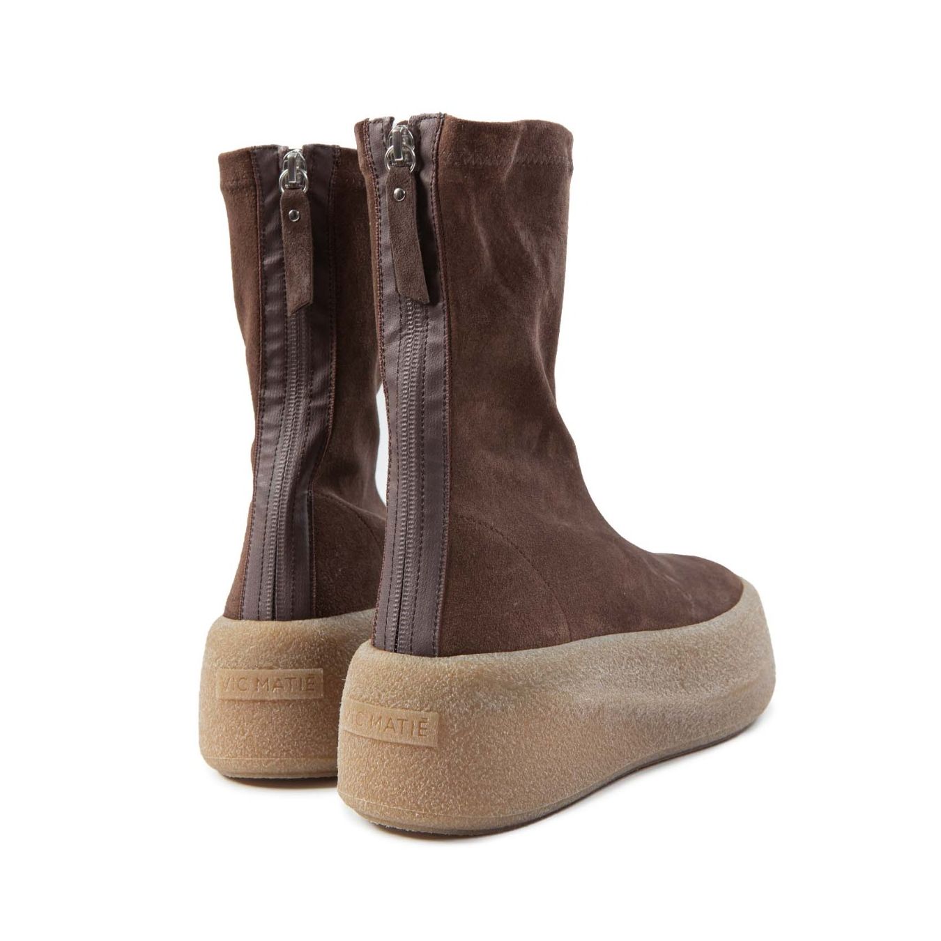 biker platform in camoscio marrone zip
