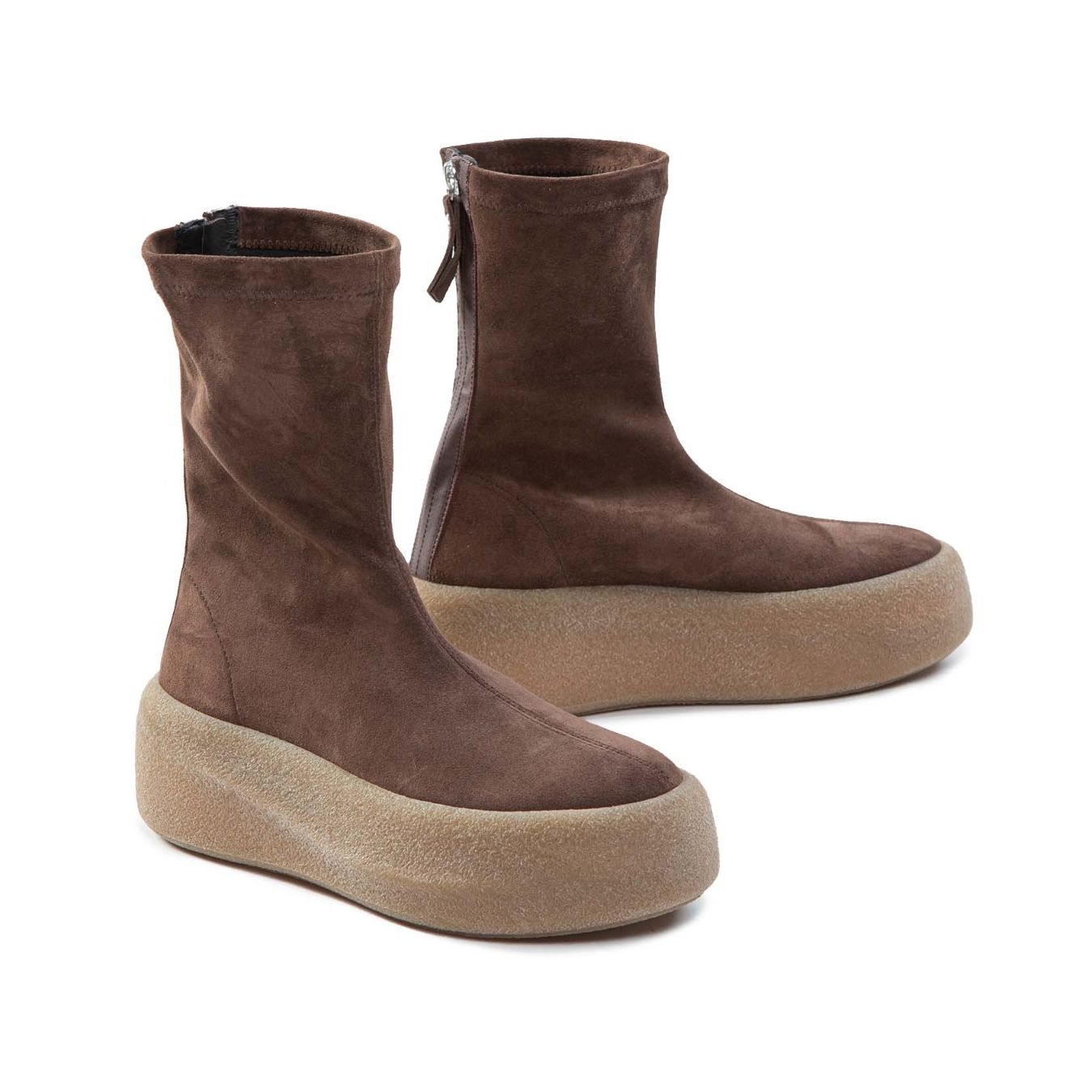 biker platform in camoscio marrone 