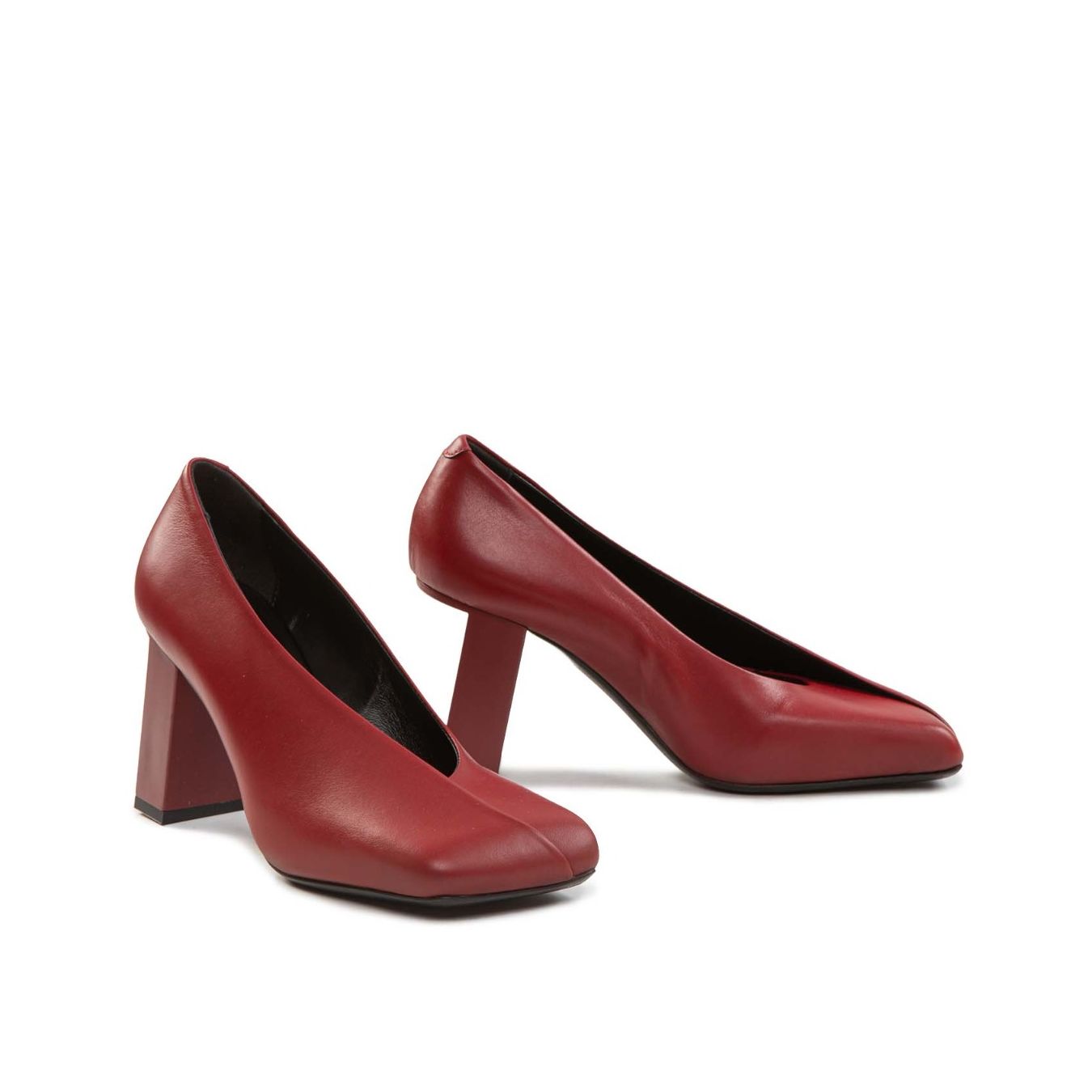decollete in pelle rosso dark lato