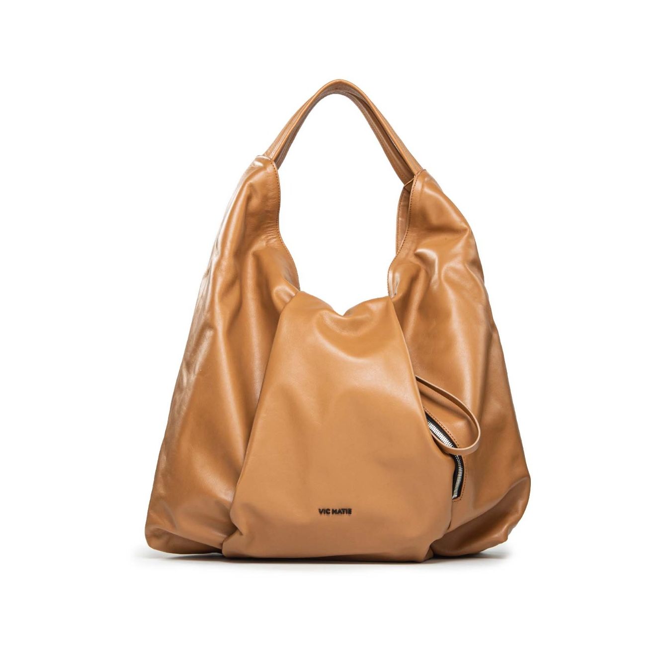 vic matie maxi shopper cuciture cuoio biscotto