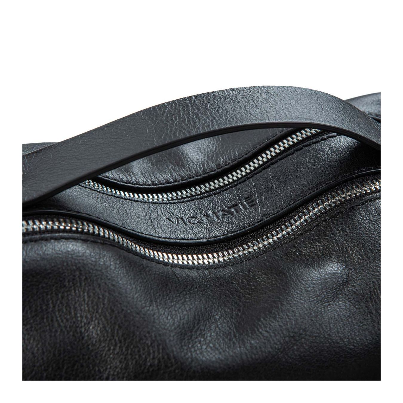 vic matie monospalla baguette in pelle nera zip