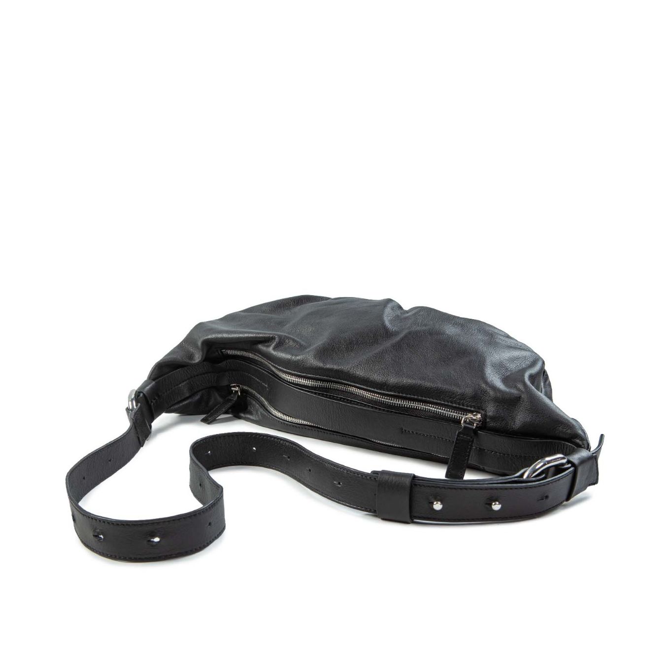 vic matie monospalla baguette in pelle nera sopra