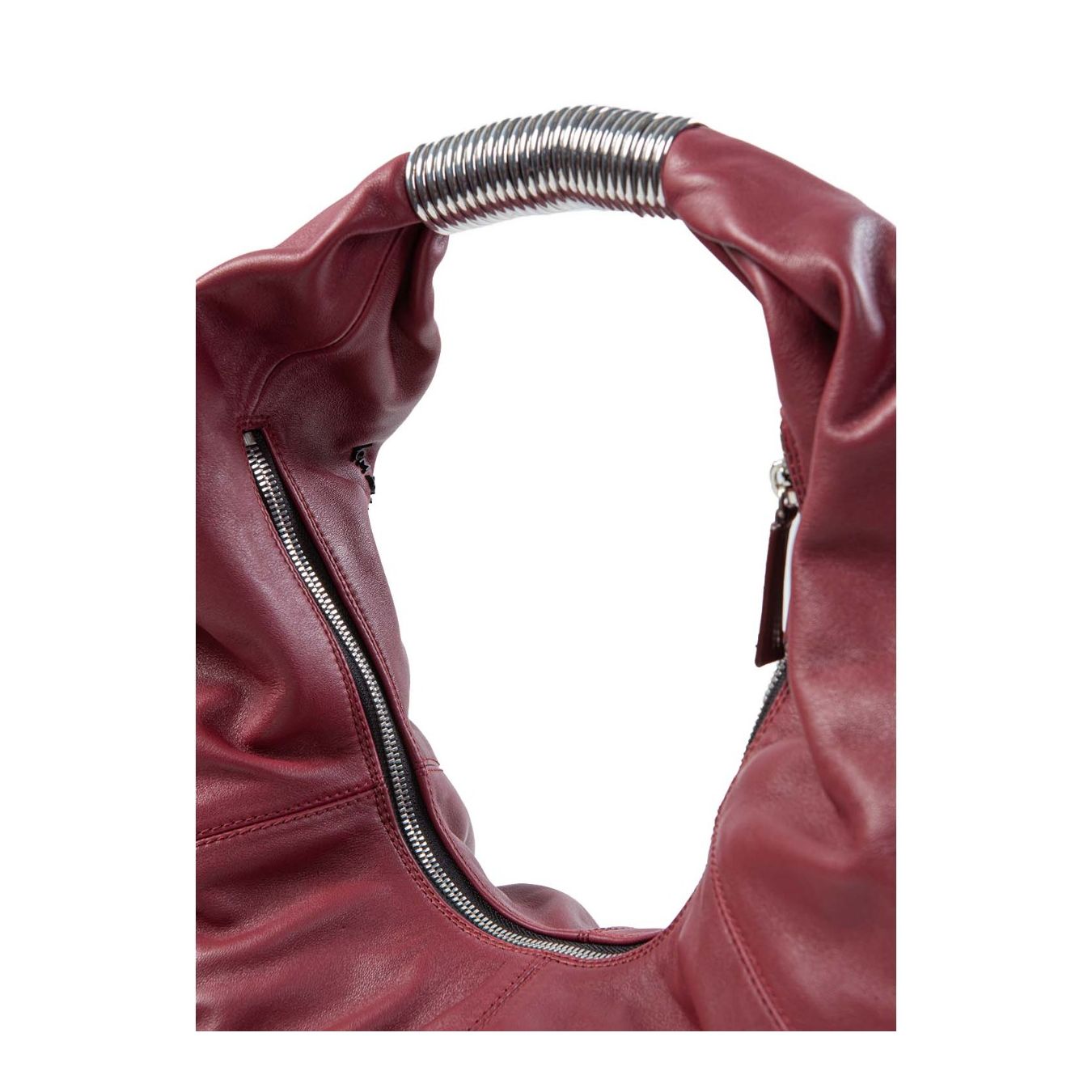 vic matie monospalla con maniglia in metallo in pelle rosso zip