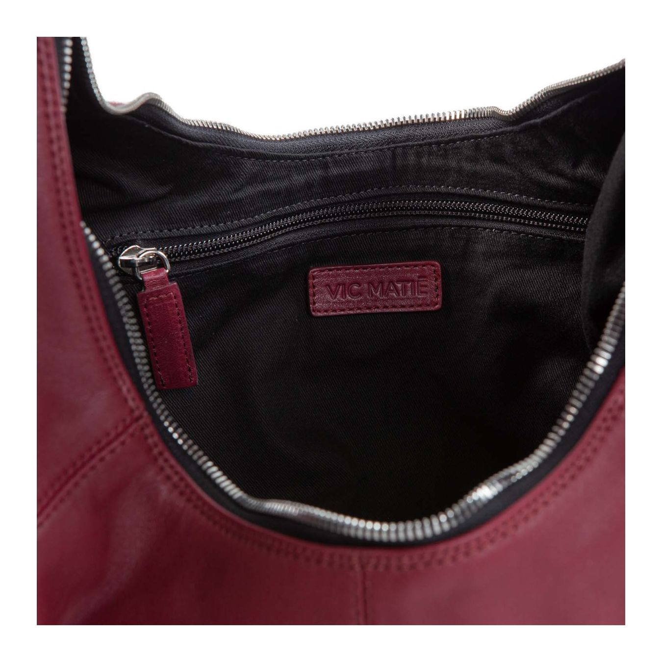 vic matie monospalla con maniglia in metallo in pelle rosso interno