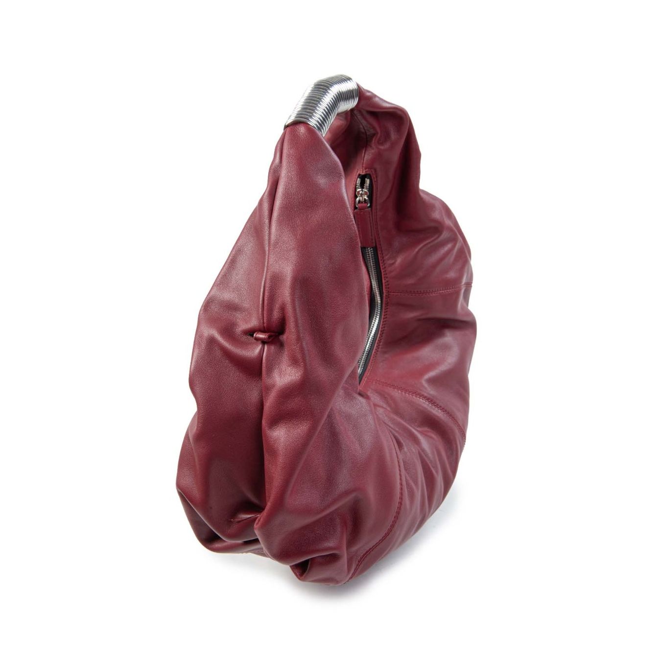 vic matie monospalla con maniglia in metallo in pelle rosso lato