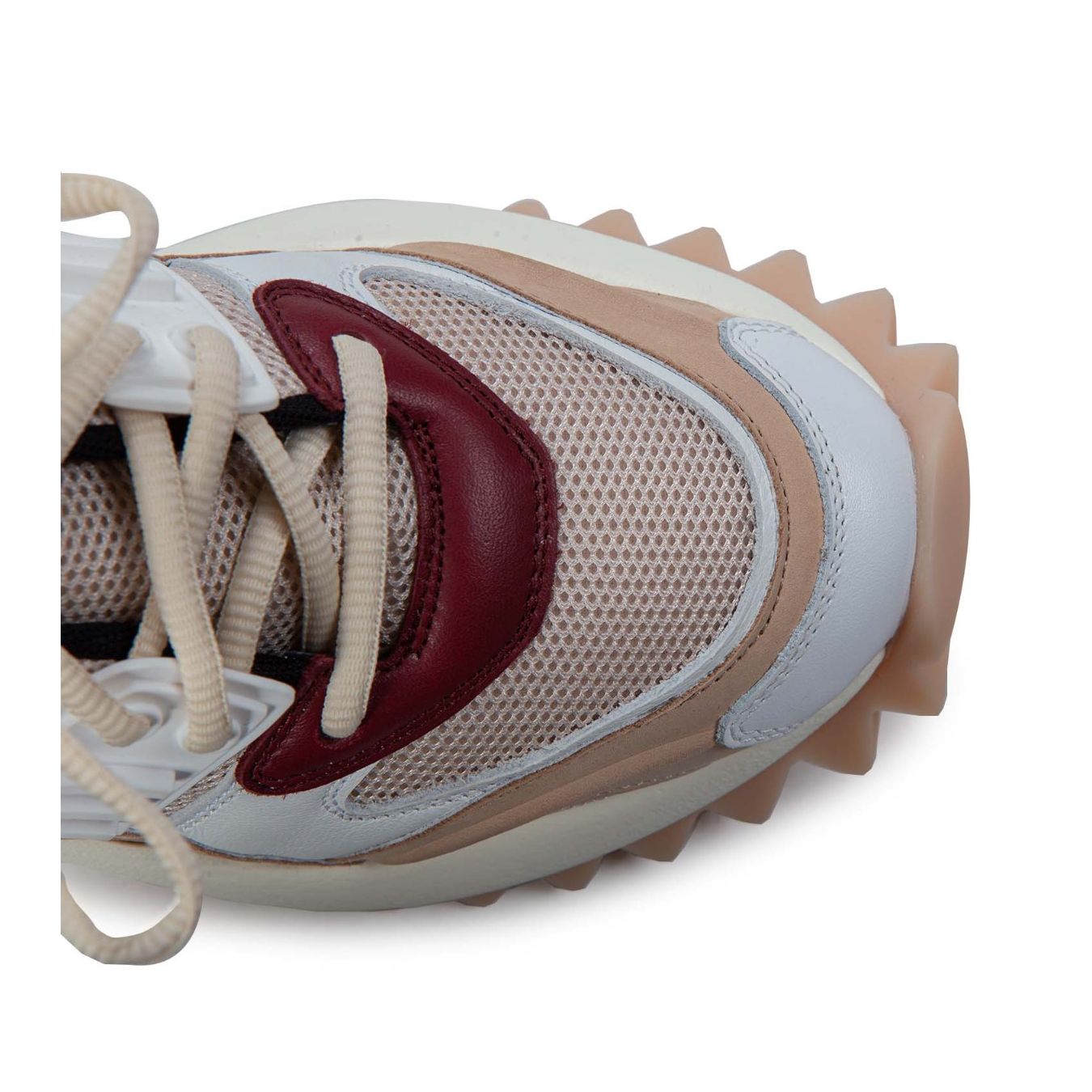 sneakers con inserti rosa e bordeaux lacci