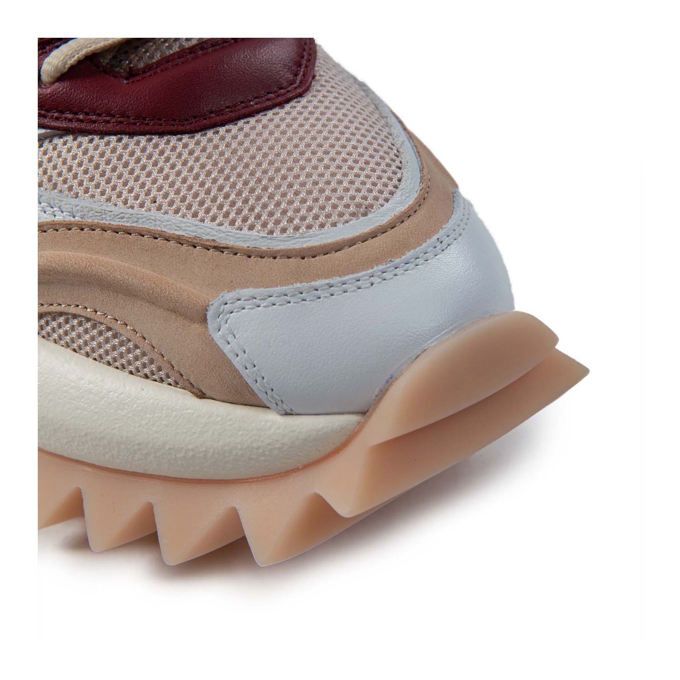 sneakers con inserti rosa e bordeaux lacci
