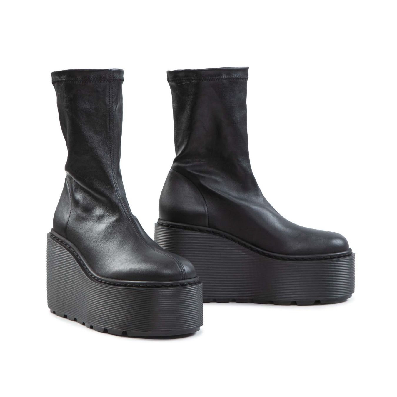 vic matie stivaletti con zeppa in pelle nera lato