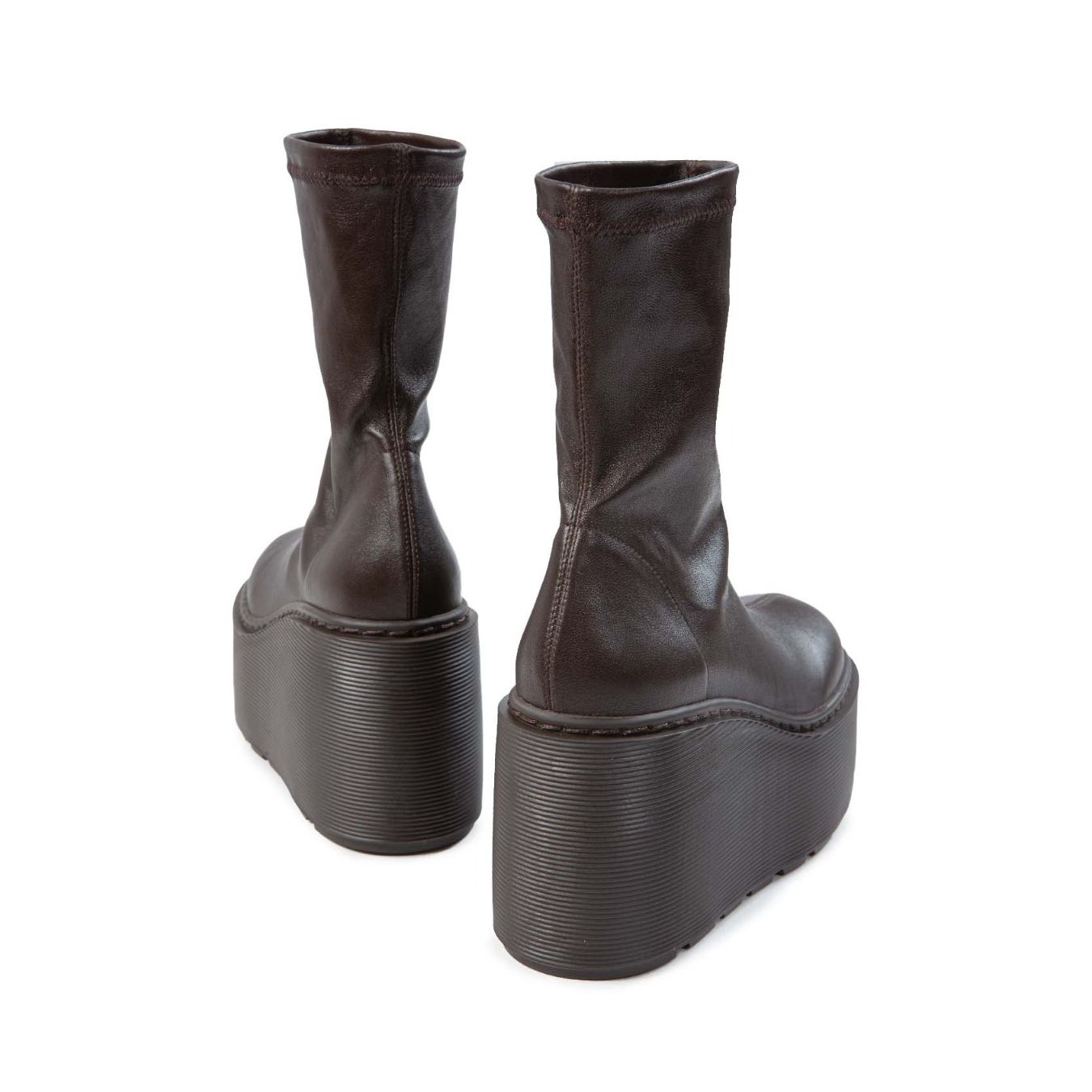 vic matie tronchetti con zeppa in pelle dark brown dietro