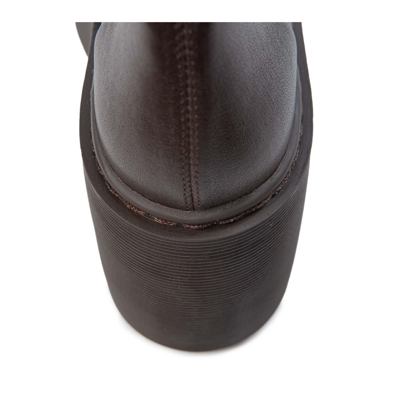 vic matie tronchetti con zeppa in pelle dark brown platform