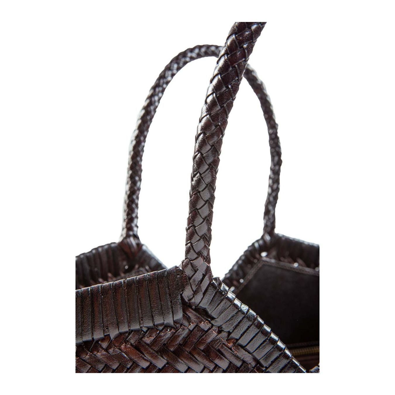 vipera shopper NERUDA in pelle intrecciata cioccolato manici