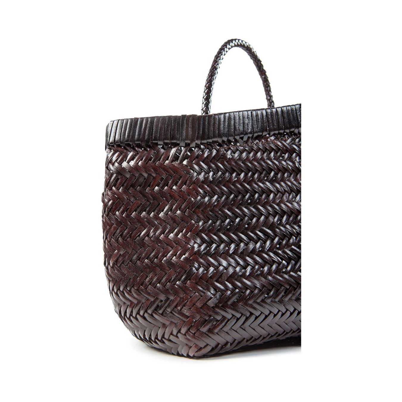vipera shopper NERUDA in pelle intrecciata cioccolato lato 