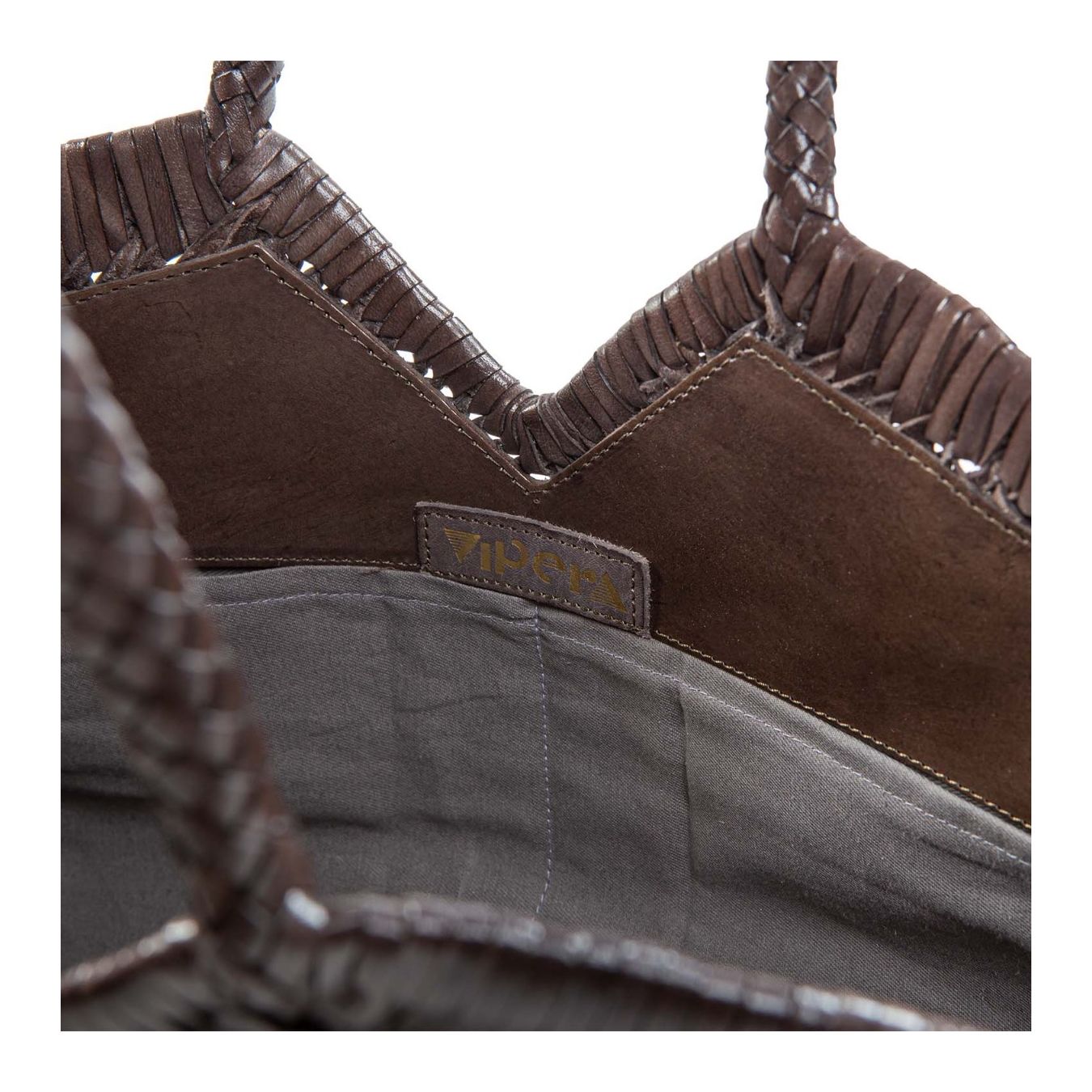 VIPERA shopper NERUDA in pelle intrecciata grigio fog interno