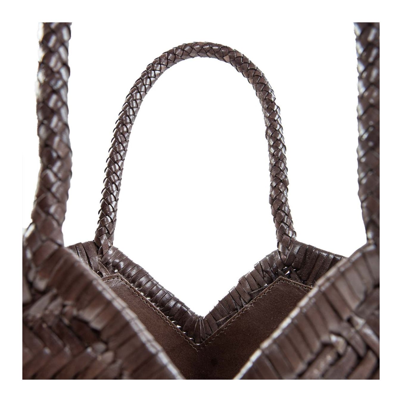VIPERA shopper NERUDA in pelle intrecciata grigio fog manici