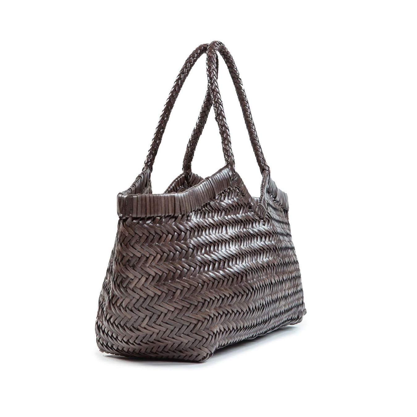 VIPERA shopper NERUDA in pelle intrecciata grigio fog  lato