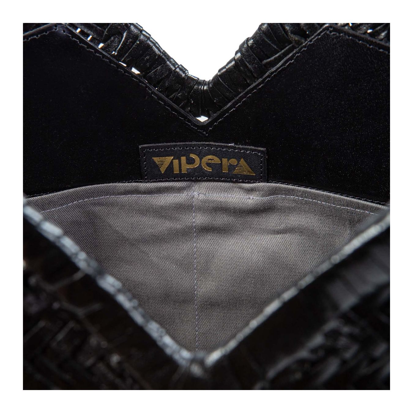 vipera shopper NERUDA in pelle intrecciata nero dentro