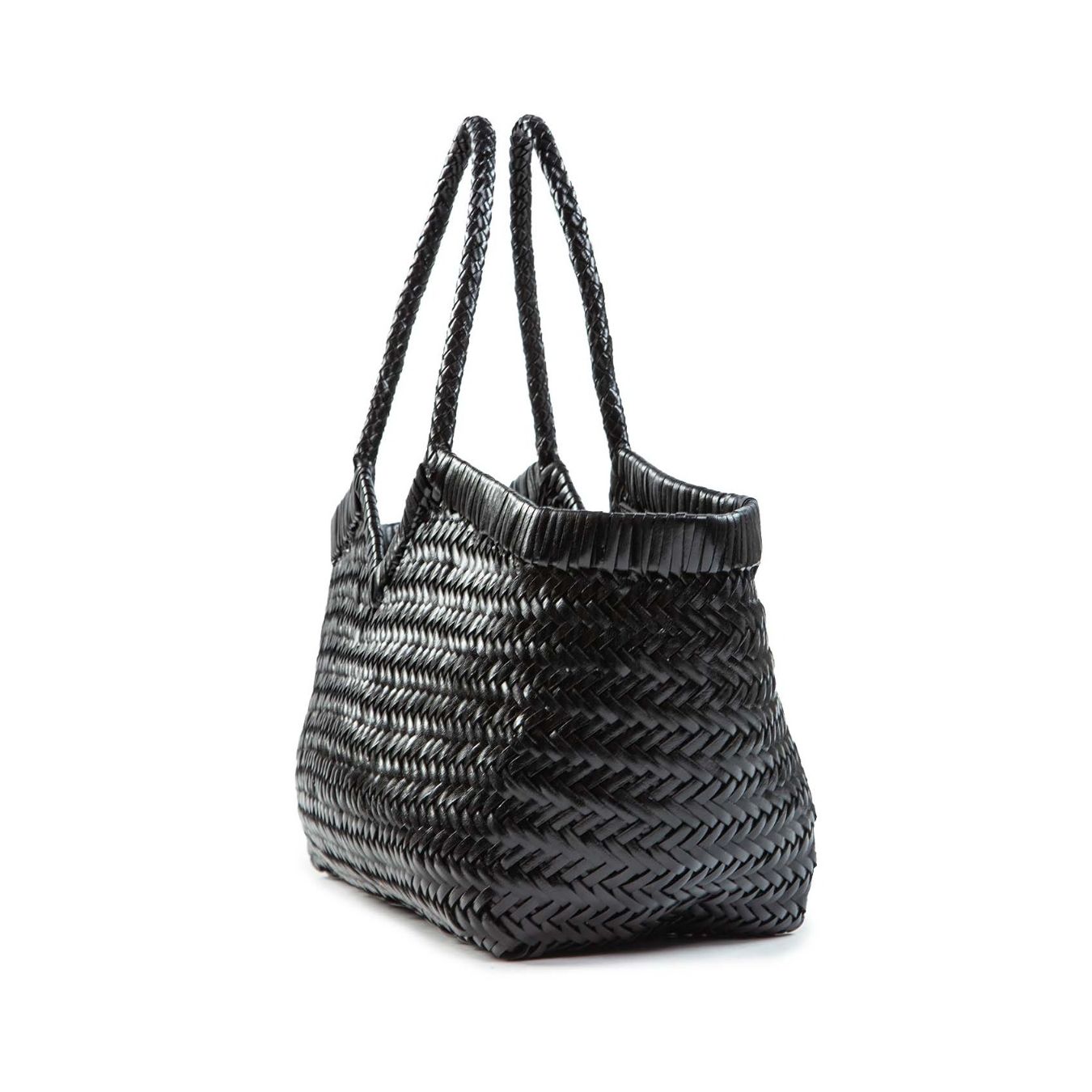 vipera shopper NERUDA in pelle intrecciata nero 