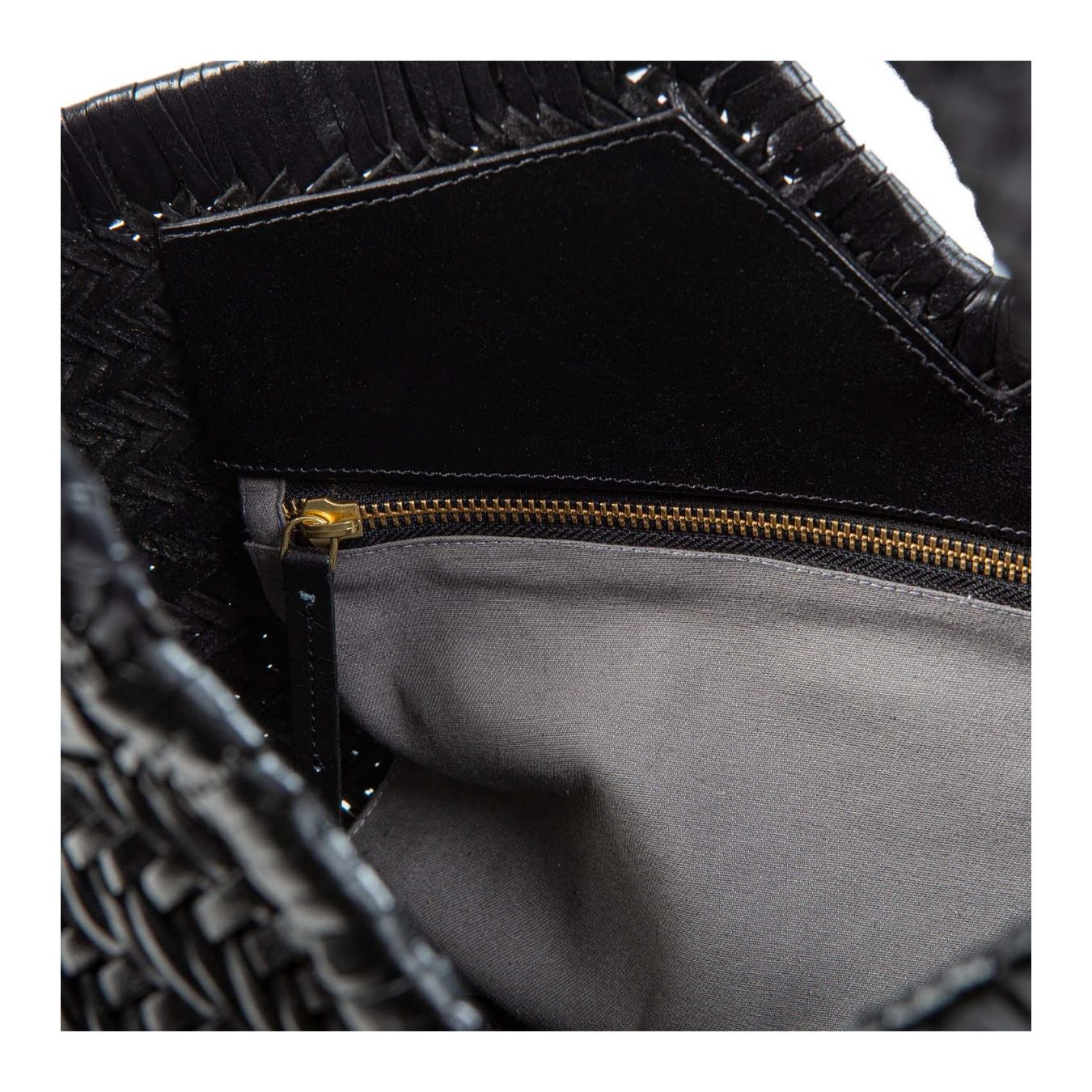 vipera shopper NERUDA in pelle intrecciata nero zip