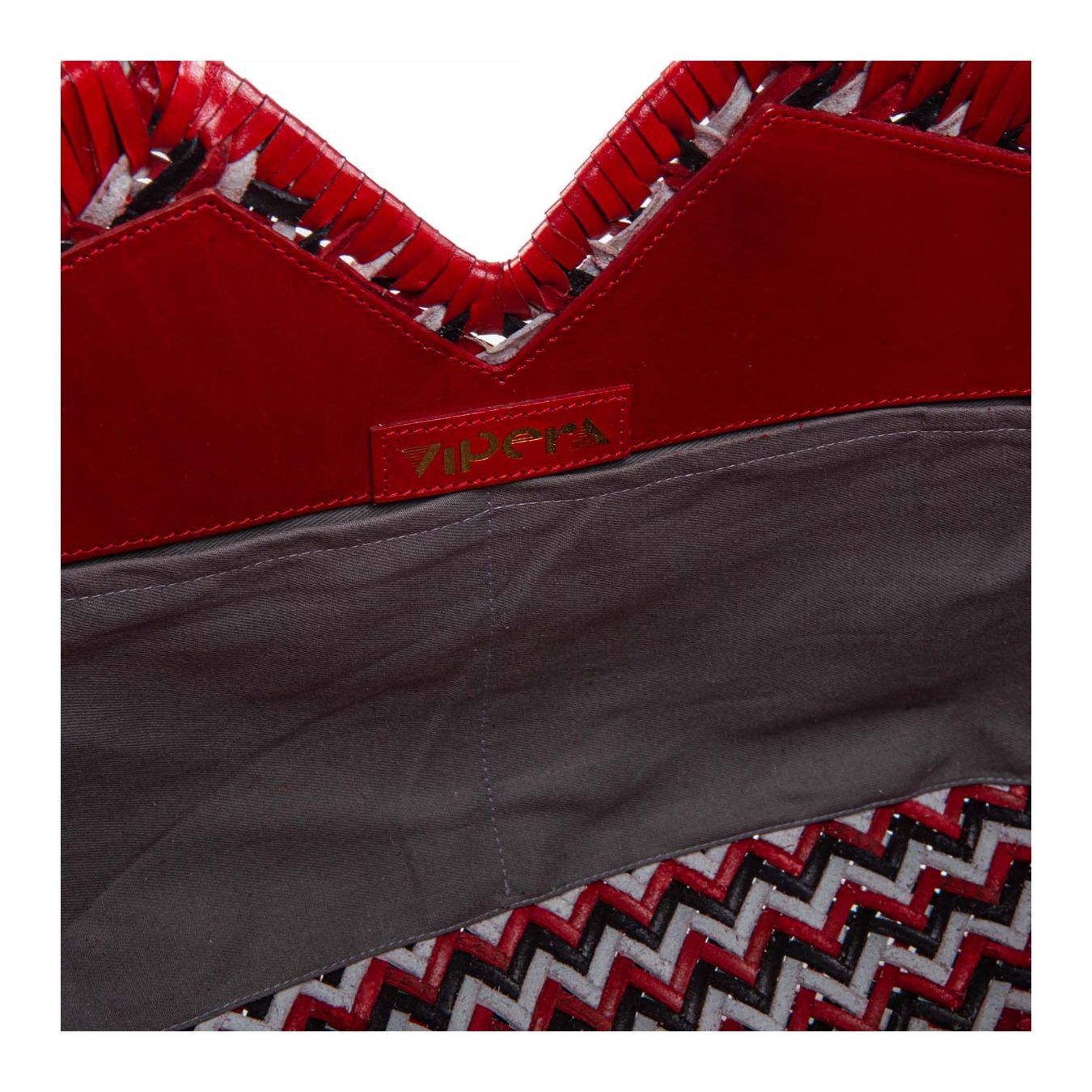  vipera shopper NERUDA in pelle intrecciata zig zag  interno