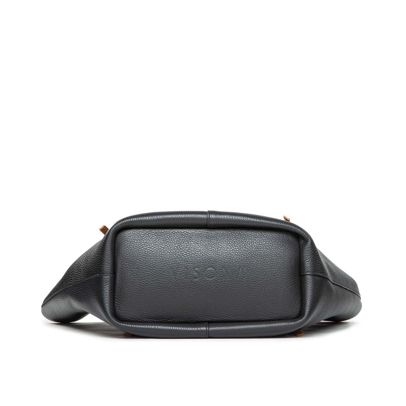 Visonà shopper 4 Manici Nero Interno Cuoio Fondo