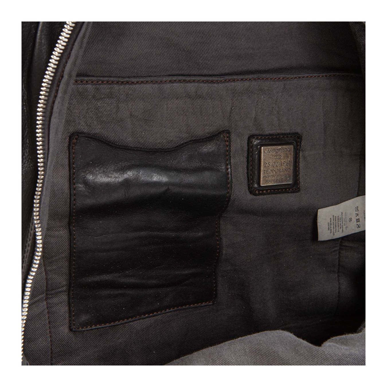 zaino FRASSINO in pelle nera interno