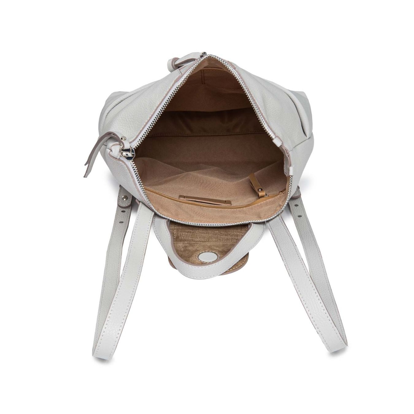 zaino pelle grigio perla gianni chiarini interno