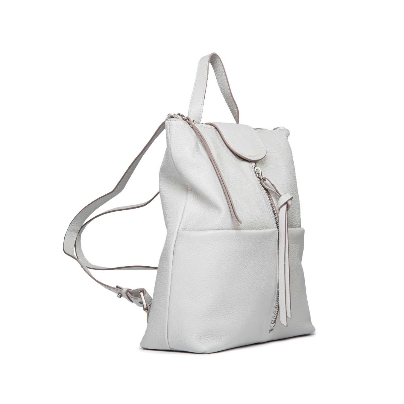 zaino pelle grigio perla gianni chiarini zip esterna