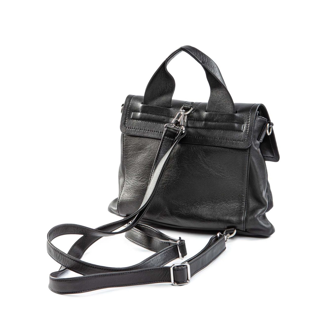 zaino patta in pelle nera dietro