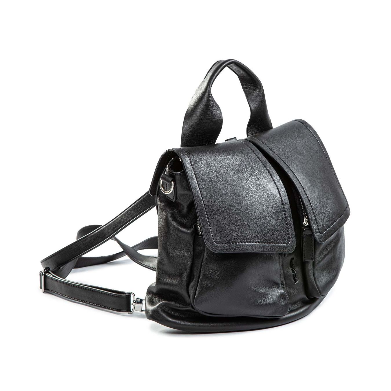  zaino patta in pelle nera lato