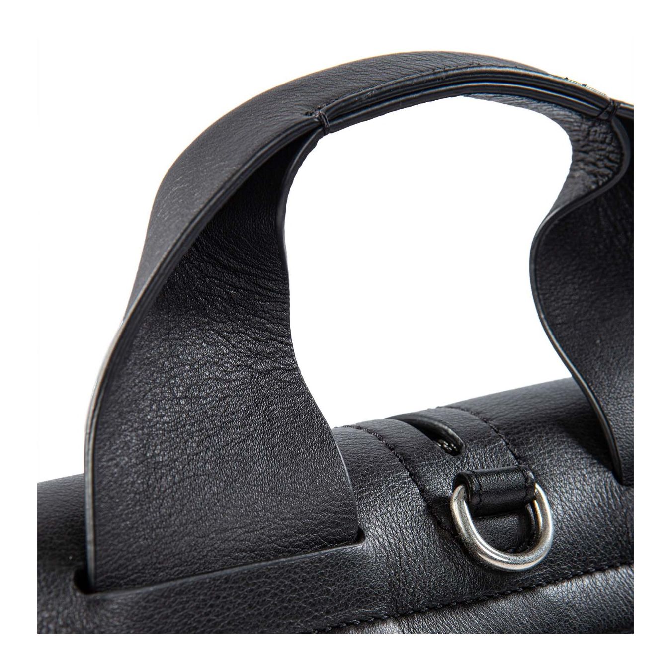 zaino patta in pelle nera sopra