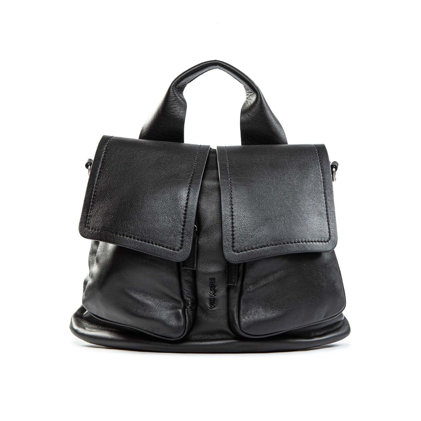 zaino patta in pelle nera