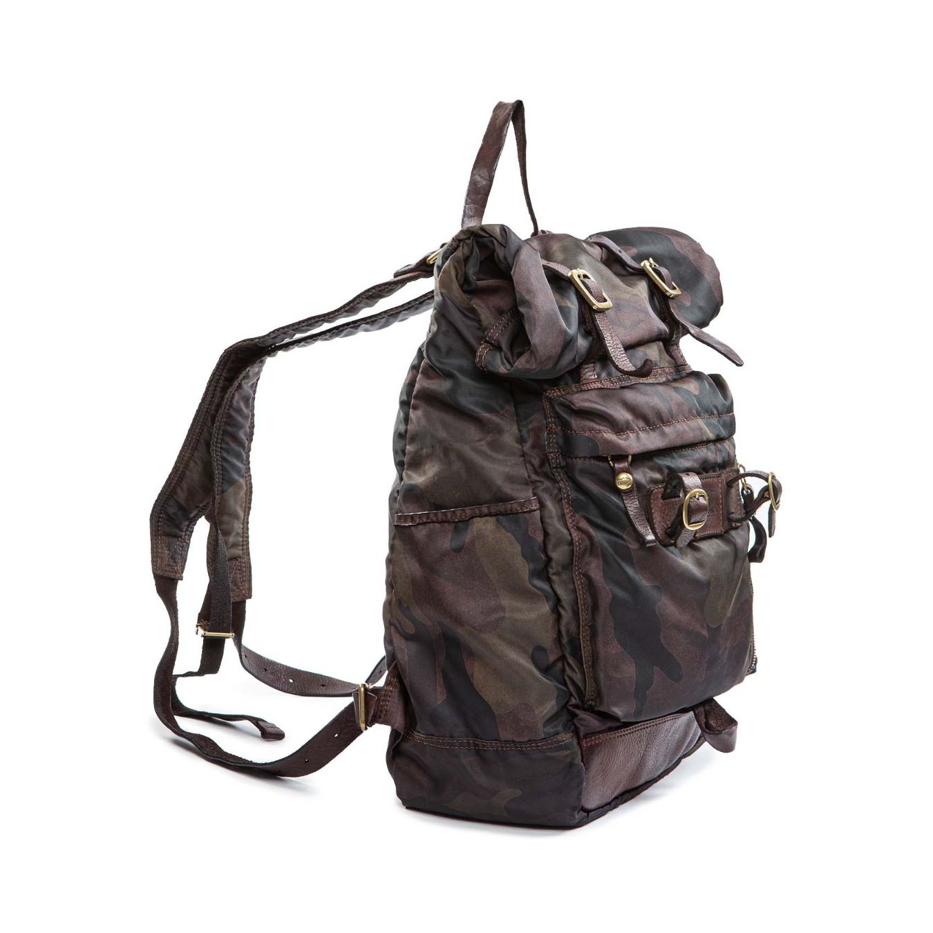 zaino TIGLIO in tessuto marrone lato