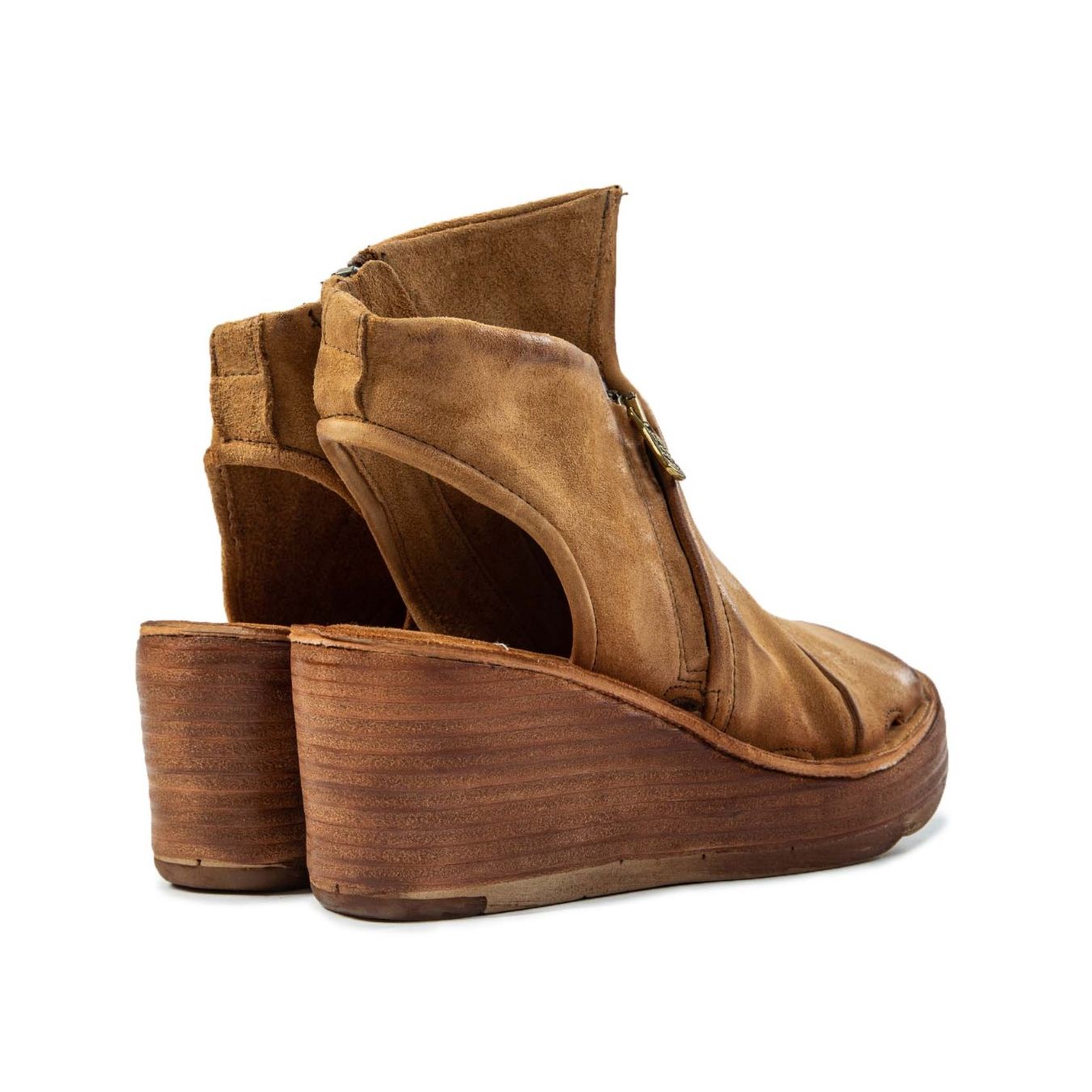 zeppe asimmetriche NOA in pelle cuoio dietro