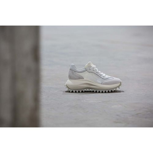 sneakers in pelle e tessuto bianco