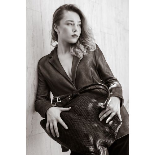 shopper CORALINE in pelle nera 