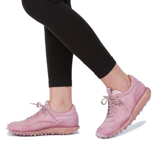 sneakers in pelle rosa con carrarmato 