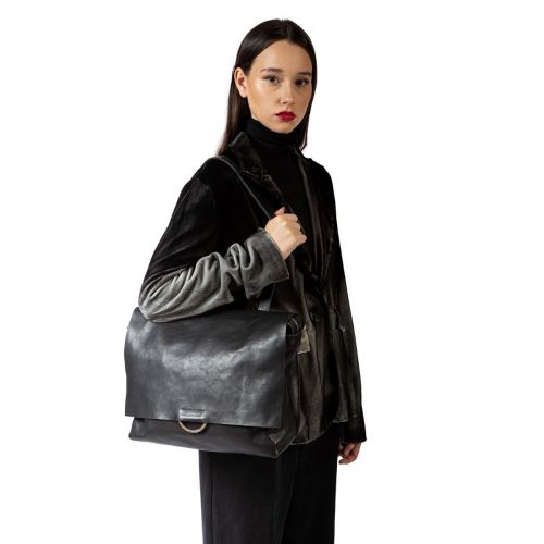 cartella SHOULDER L SOFT in pelle nera 