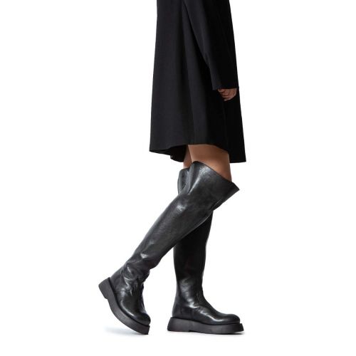 stivali cuissard in pelle nera 