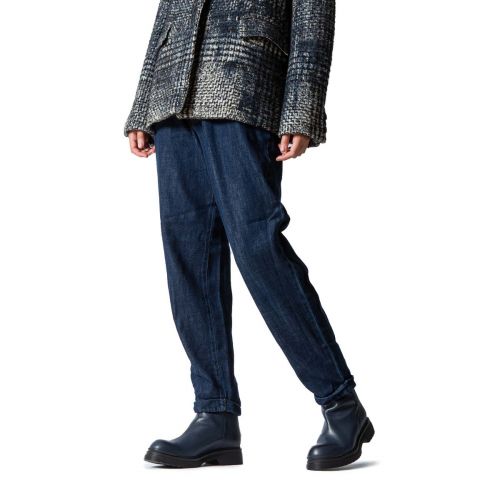 biker in pelle blu con cerniera posteriore 