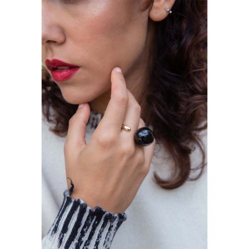 anello in ottone e pietra nera 