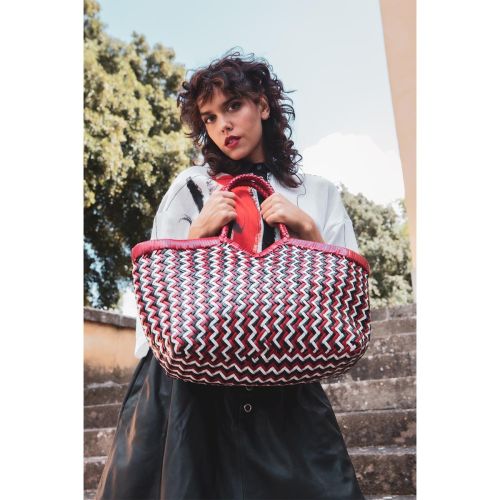 shopper NERUDA in pelle intrecciata zig zag 