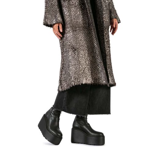 stivaletti con zeppa in pelle nera 