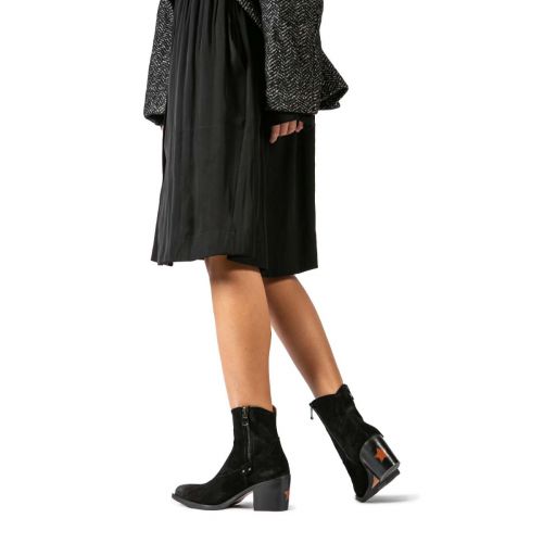 texano con doppia cerniera in camoscio nero 