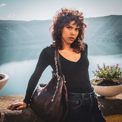 shopper LIDIA testa di moro con borchie e strass 