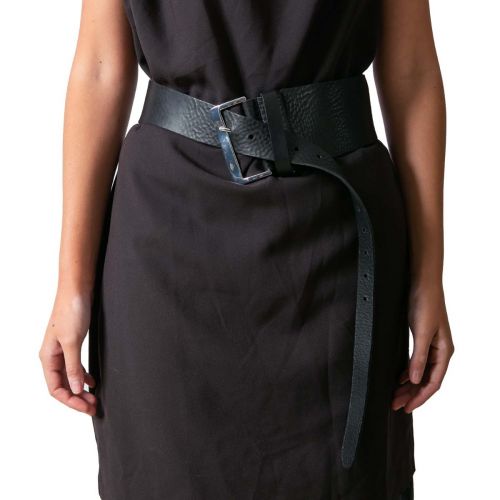 cintura fascia alta in pelle nera