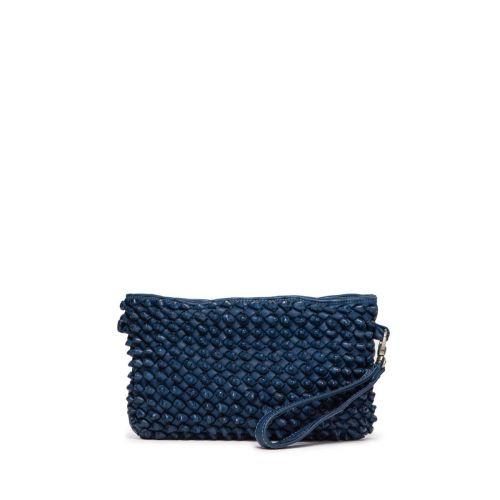 clutch DILETTA in pelle blu 