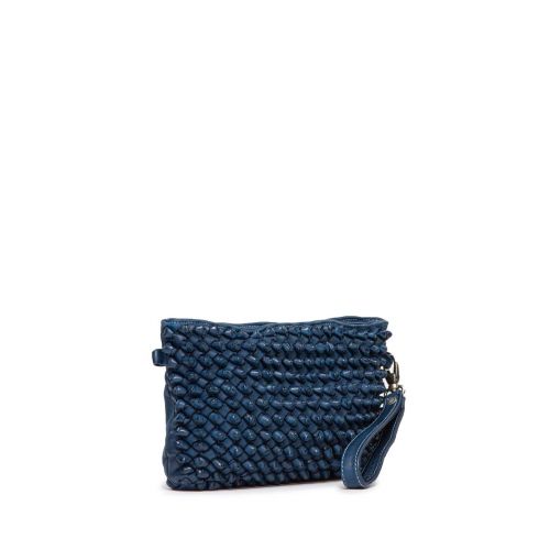 clutch DILETTA in pelle blu 