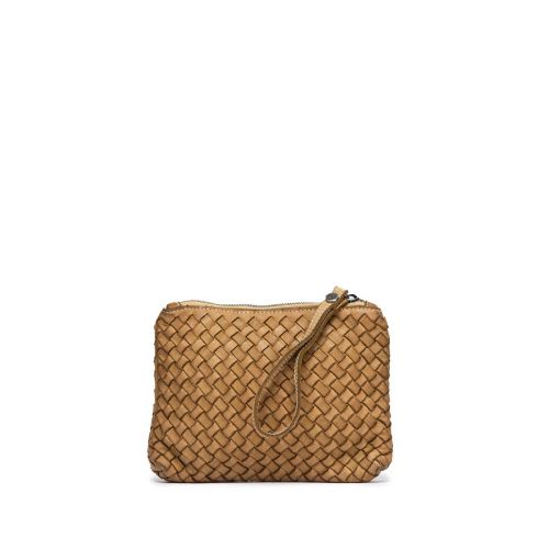 clutch GEA MESH in pelle oliva 