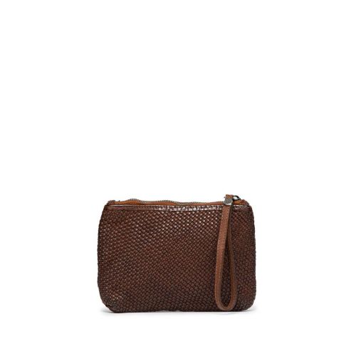 clutch MINI GEA in pelle castagna 